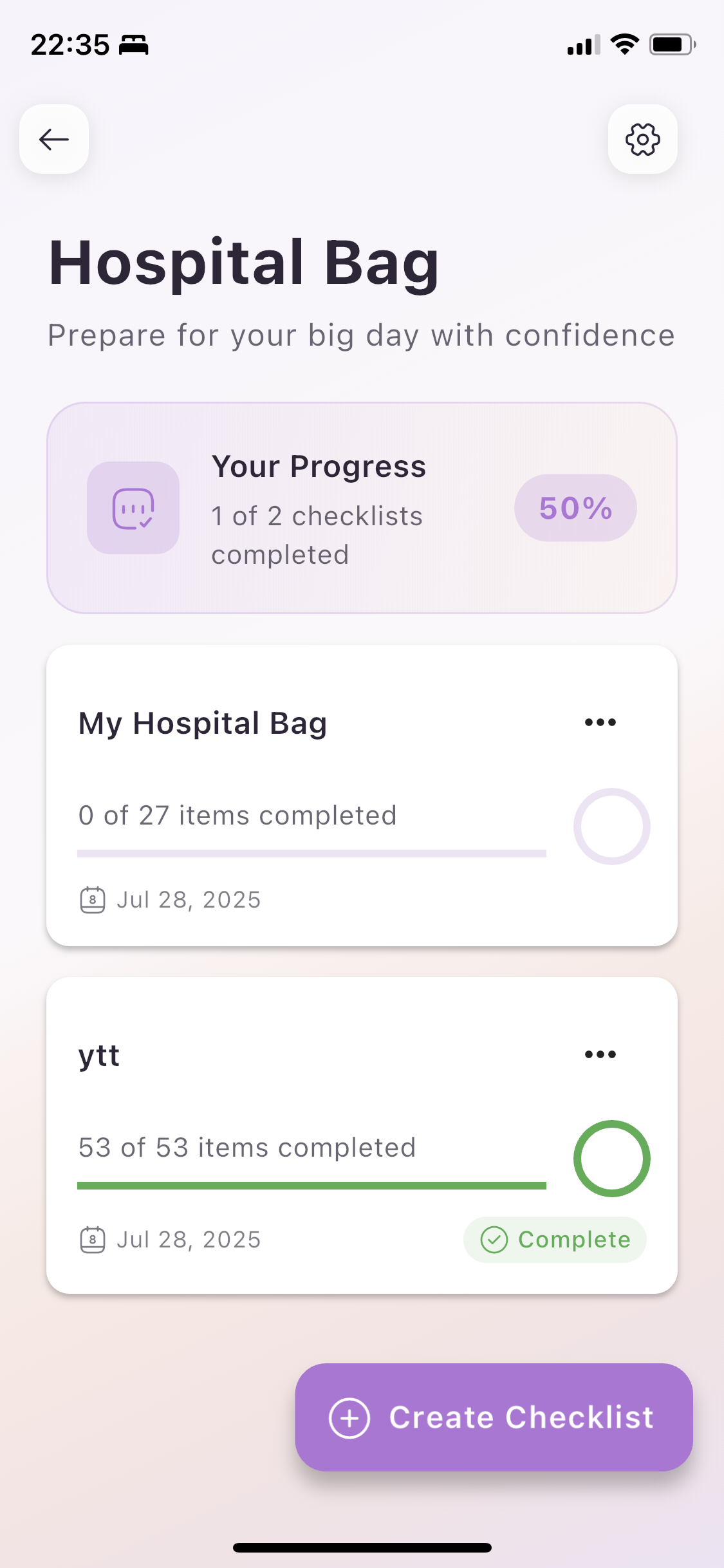Pregnancy Tracking Screen